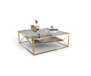 Moderne Marbre Salon - table acier verre