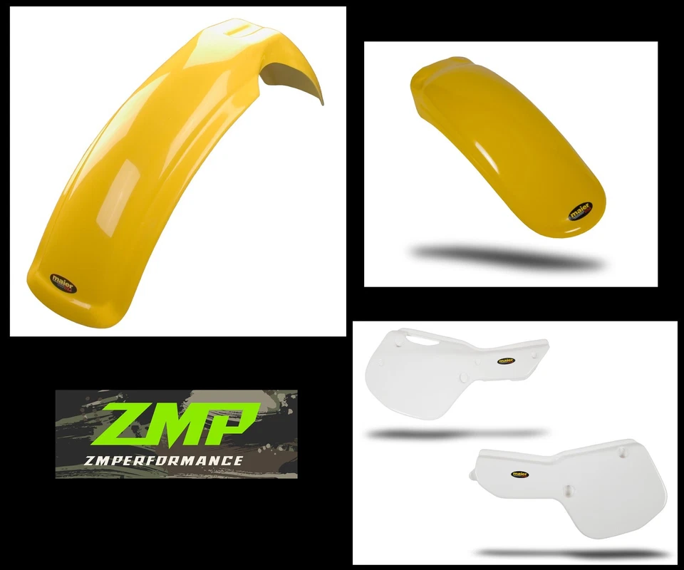 NEW YAMAHA YZ250 YZ490 1984-1985 YELLOW FRONT AND REAR FENDERS WHITE SIDE PANELS - Image 1 of 1