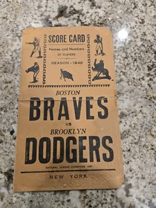 Vintage 1948 Boston Braves vs Brooklyn Dodgers Scorekarte, Autogramm Ed Stanky - Bild 1 von 10