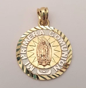 10k Yellow White Gold Virgin Mary Pendant Guadalupe Charm Religious Small Tiny - Picture 1 of 8