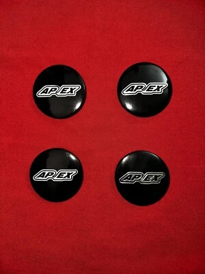 ✅ 4x Used Genuine ApexWheels Gloss Black BMW Center Caps 5x120 72.56 Center Bore - Image 1 of 4