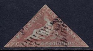 CAPE OF GOOD HOPE — SCOTT 1a (SG 1) —1853 1d PL. BR. RED/BLUED — USED — SCV $375 - Picture 1 of 2