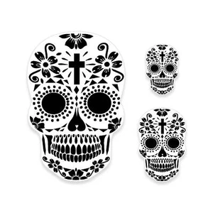 3 Custom Shop Airbrush Sugar Skull Stencils, Day Of The Dead Reusable Templates - Picture 1 of 4