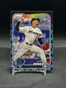 2024 Topps Series 1 Eury Perez Team Color Border Variation SSP Marlins #197 - Picture 1 of 2