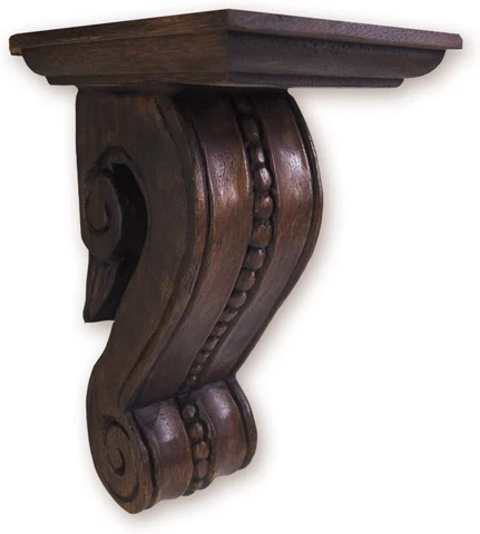 Oak Stain Corbel Wood Wall Bracket, Handcarved (Medici) Cover