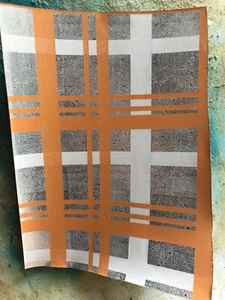 Vintage Wallpaper Sheets Mod Foils Geometric Scotty's Plaid Lt. Orange - Picture 1 of 3