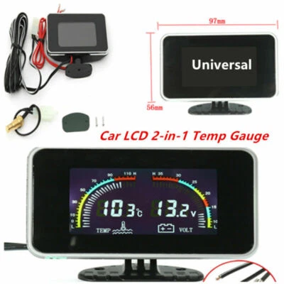 Voltímetro Pantalla Digital LCD Universal Coche 2 en 1 Medidor/Temperatura del Agua Foto 1 de 4