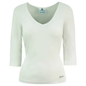 Champion V-Neck 3/4 Sleeve Plain White Womens Heritage Fit Top 103815 006 - Picture 1 of 5