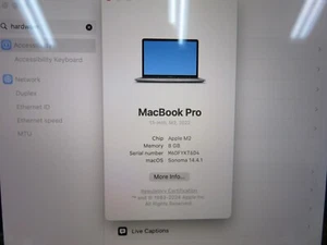 Apple MacBook Pro 13-inch 2022 M2 Chip 8GB RAM 512GB SSD A2338 (Silver) - Picture 1 of 9