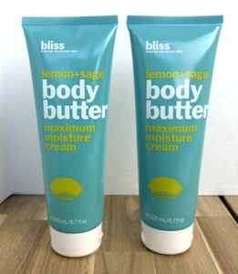 Bliss Lemon + Sage Body Butter Maximum Moisture Cream 6.7 oz Set of 2 NEW SEALED - Picture 1 of 3