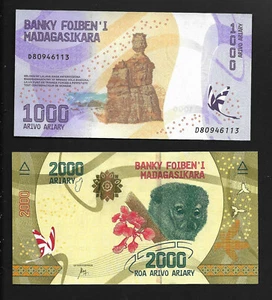 Madagascar 1000 et 2000 ariary 2017 NEUF UNC - Picture 1 of 2