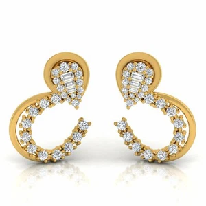 1.25 Ct Lab Grown CVD Diamond Earrings 14k Yellow Solid Gold Anniversary Gift - Picture 1 of 6