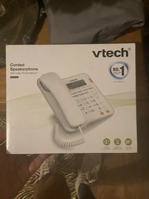 VTech Teléfono Fijo con Cable Hogar Oficina Escritorio Pared Teléfono Pantalla Grande, Blanco Foto 1 de 4