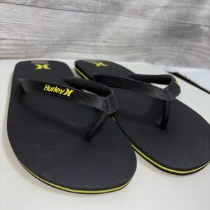 HURLEY sandali infradito uomo 13-14 infradito perizoma nero giallo logo - Foto 1 di 11