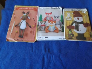 3 CRAFT SEWING PATTS - TOYS & WALL HANGINGS MIXED ITEMS ALL COMPLETE - Picture 1 of 1