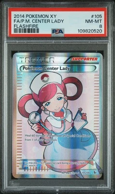 2014 Pokemon XY Flashfire #105 POKEMON CENTER LADY Full Art Holo Rare PSA 8 Card - Image 1 of 2