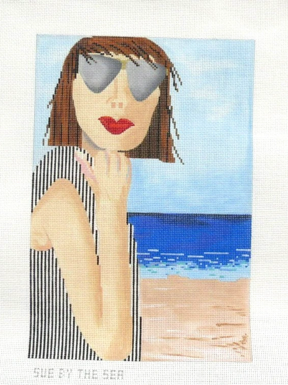 Penny MacLeod Sue by the Sea Ladies Face Handpainted Needlepoint Canvas - Image 1 of 1