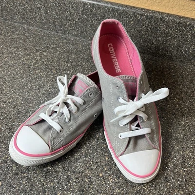 Converse All Star Classic Gray/Pink Canvas Sneaker Women's 7 Lace Up Lightweight - Image 1 of 4