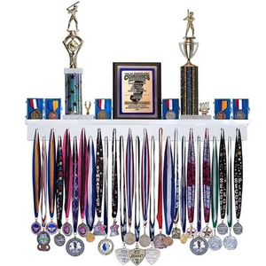 3ft- Medal Awards Rack Ultimate Medal Hanger Display and Trophy Shelf - Multi... - Picture 1 of 8