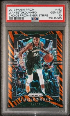 Baloncesto Prizm Choice 2019-20 Giannis Antetokounmpo #152 Tiger Stripe PSA 10 Foto 1 de 2