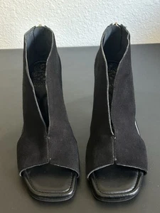 NEW VINCE CAMUTO 6 1/2 M Jesilia Black LEATHER OPEN SQUARE TOE Booties CUT-OUT - Picture 1 of 9