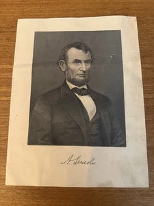 Antique Abraham Lincoln Portrait Engraving w/Signature 5.5”x 7.2” - Picture 1 of 13