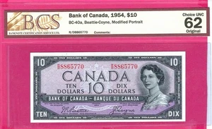 Canada $10 1954 BC-40a SN.RD8865770 BCS 62 UNC (TK 18 595) - Picture 1 of 2