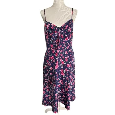 Eliza J Sz 8 Floral Dress Smocked Back V-Neck Spaghetti Strap Cruise Cottage Emo - Image 1 of 4