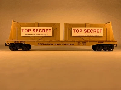 K-LINE K691-8031, OPERATION IRAQI FREEDOM FLAT CAR #5140 w/TOP SECRET CRATES, OB - Image 1 of 4