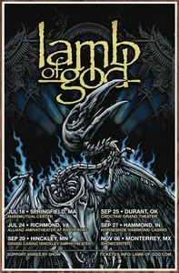 LAMB OF GOD Tour 2025 Ltd Ed New RARE Poster +BONUS Band Sticker! Heavy Metal - Picture 1 of 2