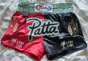 Patta x Fairtex Muay Thai Boxen Satin Shorts schwarz rot & grün S oder XL neu mit Etikett - Bild 1 von 22