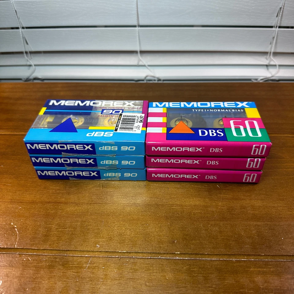 Memorex DBS 60 Blank Cassette Tapes 6 Normal Bias Vintage Audio