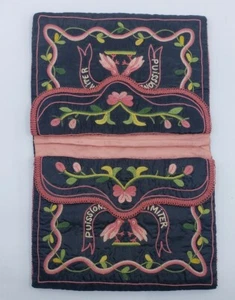 MUSEUM QUALITY Antique 18th Century Georgian French Silk Embroidered Pocketbook  - Picture 1 of 12
