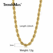 Gold Plated Stainless Steel Rope Chain Necklace 3/5/7mm 16-30" Choker Men Women