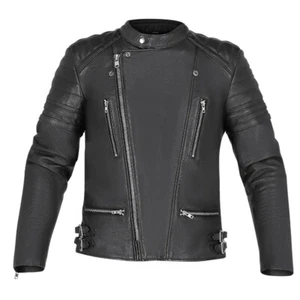 Richa Camden Leather Motorcycle Jacket Retro Cafe Racer Metal Zip Vintage Style - Picture 1 of 2