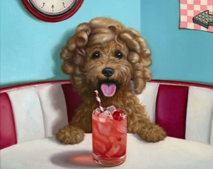 Shirley Temple von Lucia Heffernan lustiger lockiger Hund Kunstdruck 20 x 16 Zoll - Bild 1 von 1