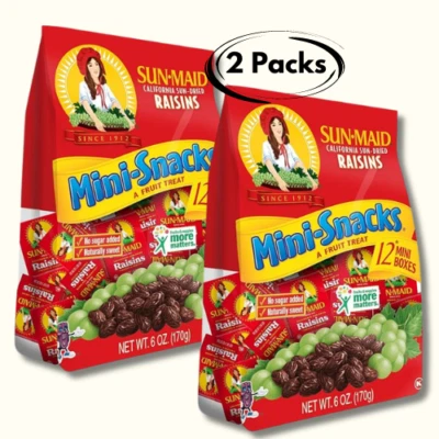 Sun-Maid California Dried Raisins Mini Snack Packs 6oz - 12 Mini Boxes (2 PACKS) - Image 1 of 3