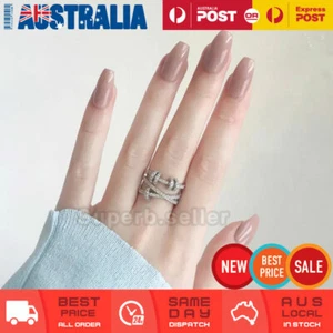 24x Medum Nude Coffin Ballerina Fake Nails Tip Glue On False Press On Artificial - Picture 1 of 5