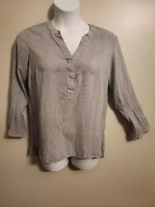 Top Simply Vera Wang Clásico Gris Blanco Rayas Bilevel Dobladillo XXL - Imagen 1 de 6