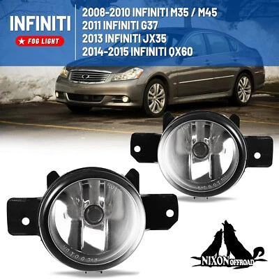 For 2008-2010 Infiniti M35 M45 Fog Lights Clear Front Bumper Driving Lamps LH+RH — 第 1/4 张图片