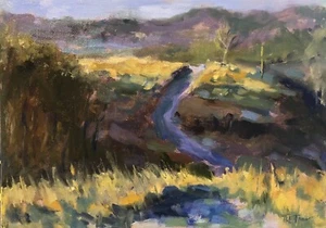 HELEN TARR ORIGINAL ""Wintermorgenlicht über East Hill"" Yorkshire ÖLGEMÄLDE - Bild 1 von 2