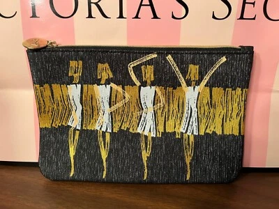 Bolsa de maquiagem de viagem colecionável Ipsy cintilante preta, branca e dourada NOVA - Imagem 1 de 4