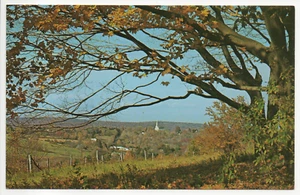 Cartolina scenica chiesa New Jersey Autunno Mendham Morris County NJ anni 60 non spedita - Foto 1 di 12