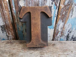 Vintage Printers Block Letterpress Printers Letter T Large 3" x 3" Size - Picture 1 of 3