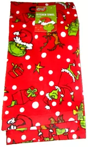 Toalla de cocina de Navidad "THE GRINCH" ~ 15" X 25" ~ Toalla de terciopelo rojo Grinch - Imagen 1 de 1