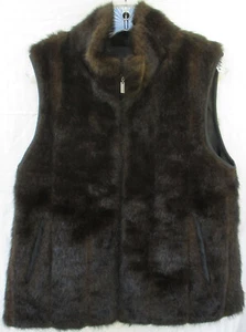 Brown Faux Fur Vest Reversible Size M - Picture 1 of 10
