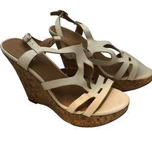 #1349 XAPPEAL Strappy WHITE Cork Wedges sandals SIZE 8.5 - Picture 1 of 6