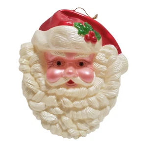 Vintage Hartplastik SANTA Gesicht Wand Weihnachtsdeko ROSA Gesicht süß! - Bild 1 von 6