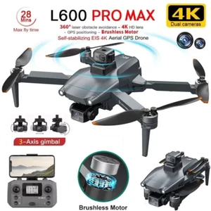 L600 PRO MAX Drone 4K Dual Camera GPS 5KM 3-Axis Gimbal Obstacle Avoidance RC - Picture 1 of 14