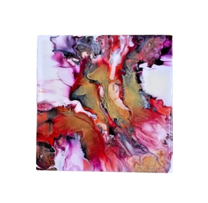 Original Abstract Acrylic Art 6x6x1.5" Rosewater Glacier on Cradled Wood Panel - Picture 1 of 5